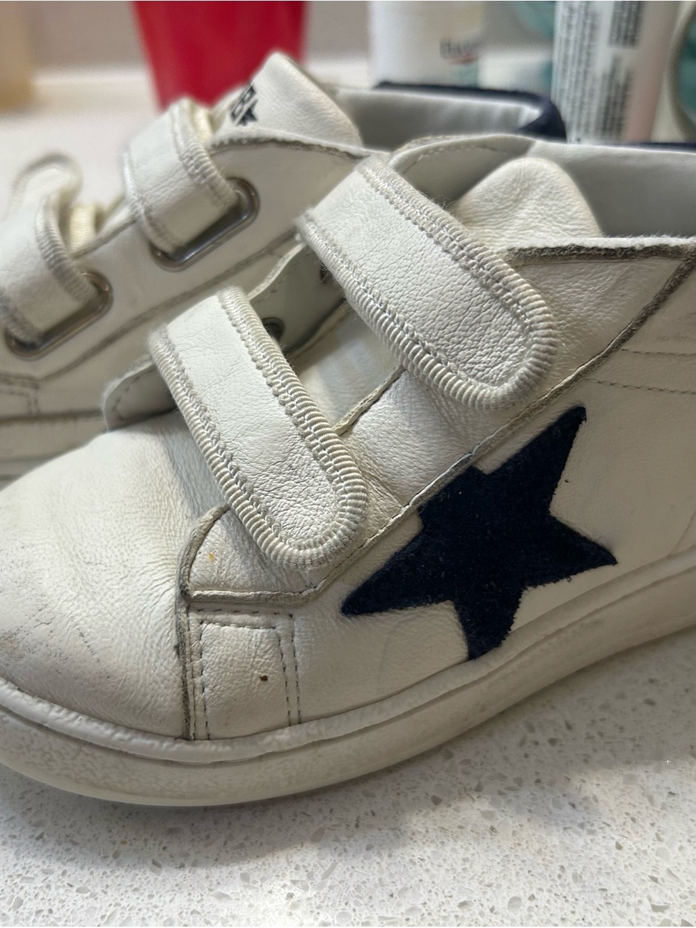 Golden Goose Little Kids June White Star Velcro strap sneakers